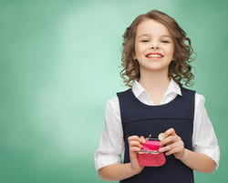 child with change purse