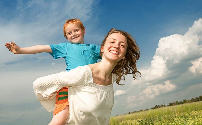 mom and child having fun