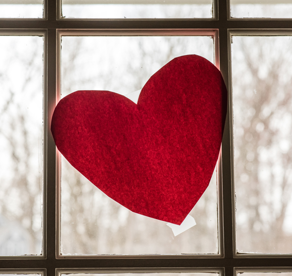 heart cutout in window