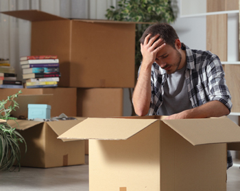 Man frustrated moving